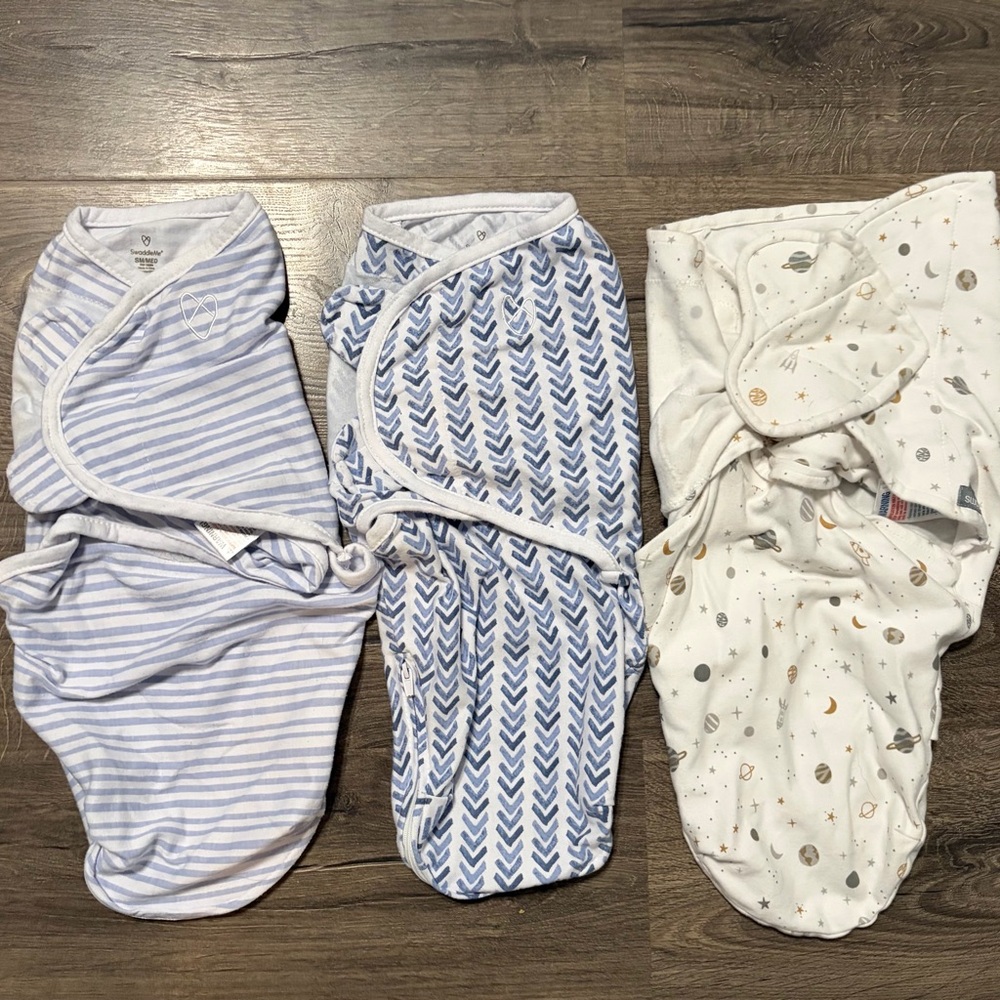 Cozy Swaddle Blanket Set - Blue, White, and Cream
